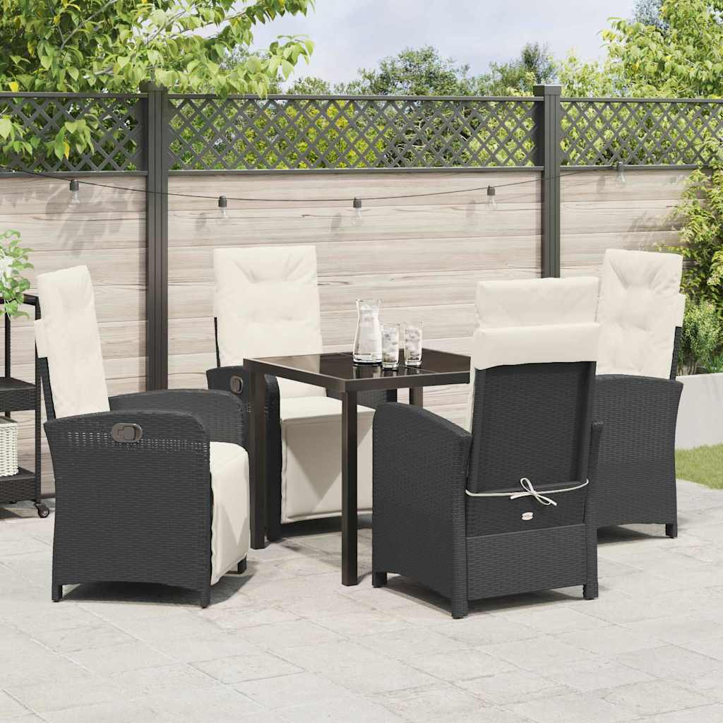 Have Spisebordssæt med pude 5 pcs Sort polyrattan
