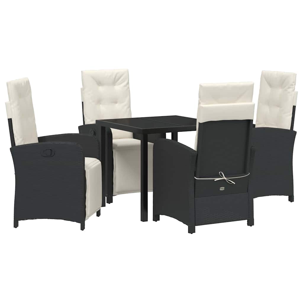Have Spisebordssæt med pude 5 pcs Sort polyrattan