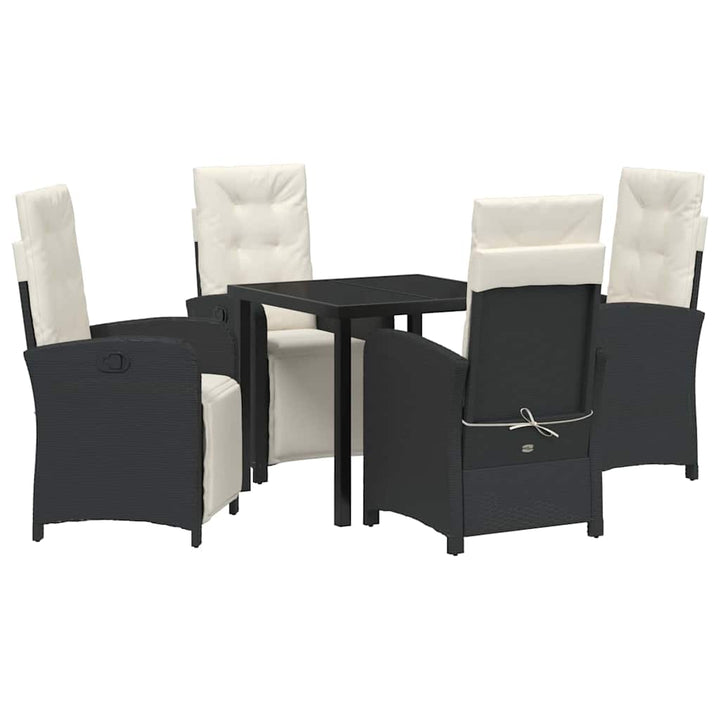 Have Spisebordssæt med pude 5 pcs Sort polyrattan