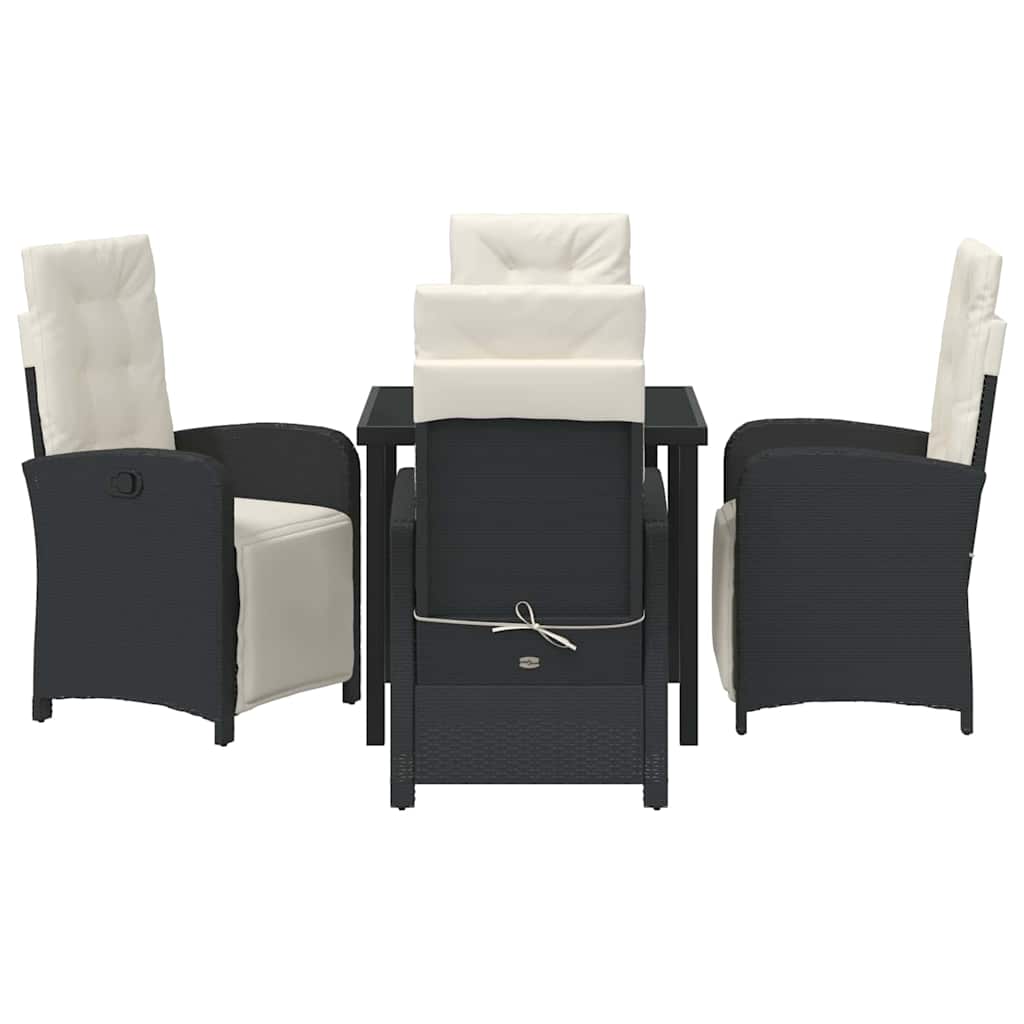 Have Spisebordssæt med pude 5 pcs Sort polyrattan