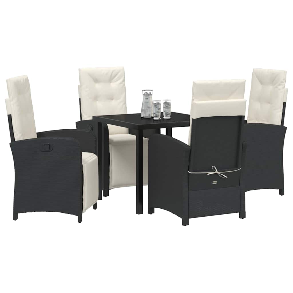 Have Spisebordssæt med pude 5 pcs Sort polyrattan