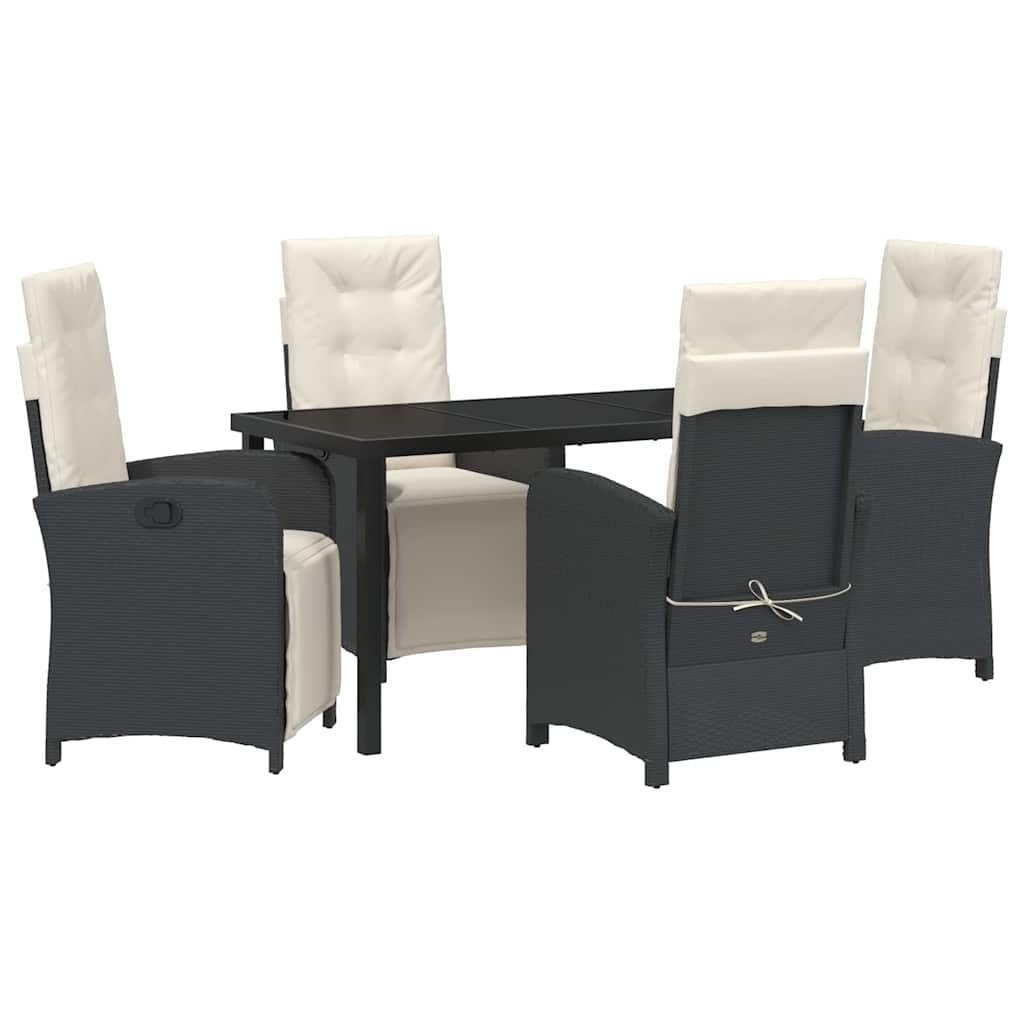 Have Spisebordssæt med pude 5 pcs Sort polyrattan