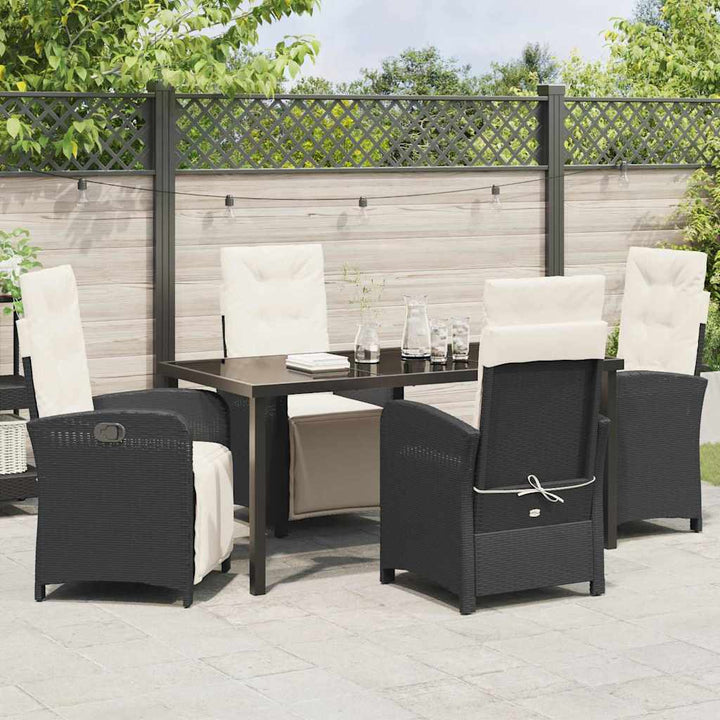 Have Spisebordssæt med pude 5 pcs Sort polyrattan