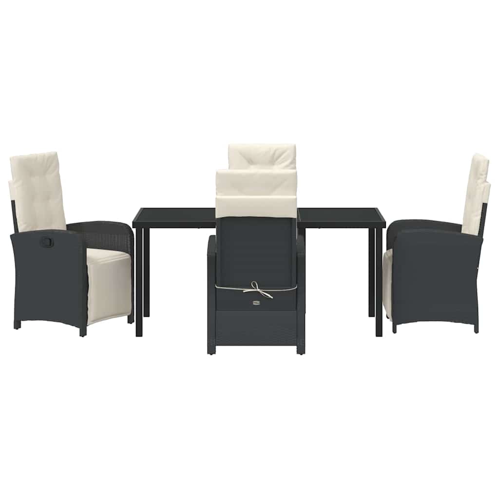Have Spisebordssæt med pude 5 pcs Sort polyrattan