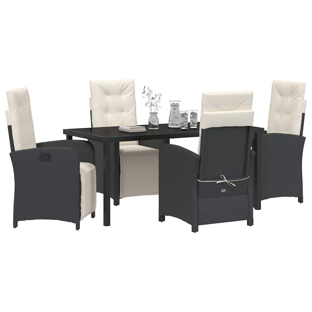 Have Spisebordssæt med pude 5 pcs Sort polyrattan