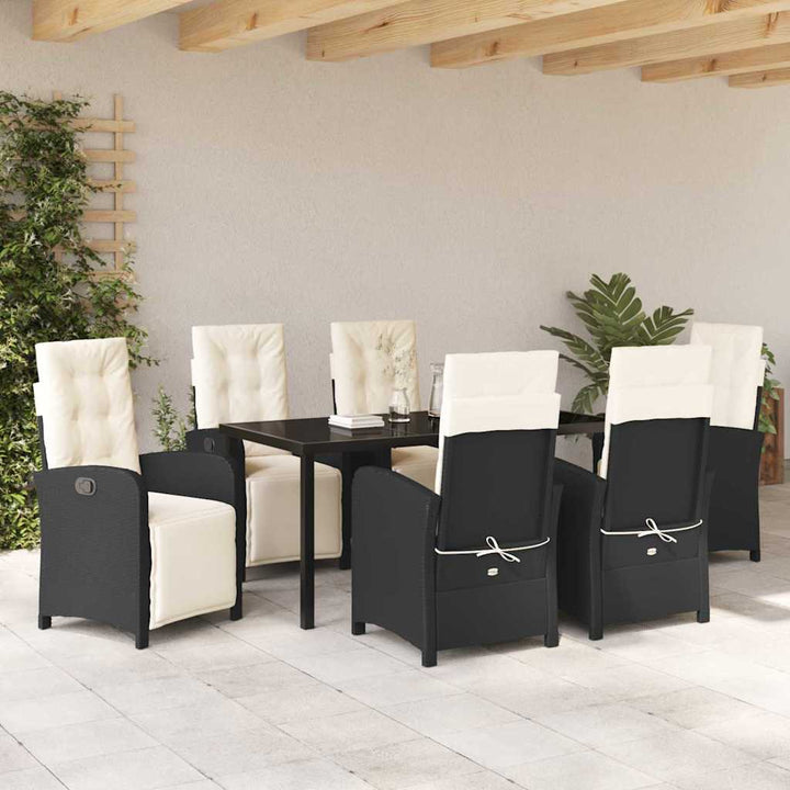 Have Spisebordssæt med pude 7 pcs Sort polyrattan