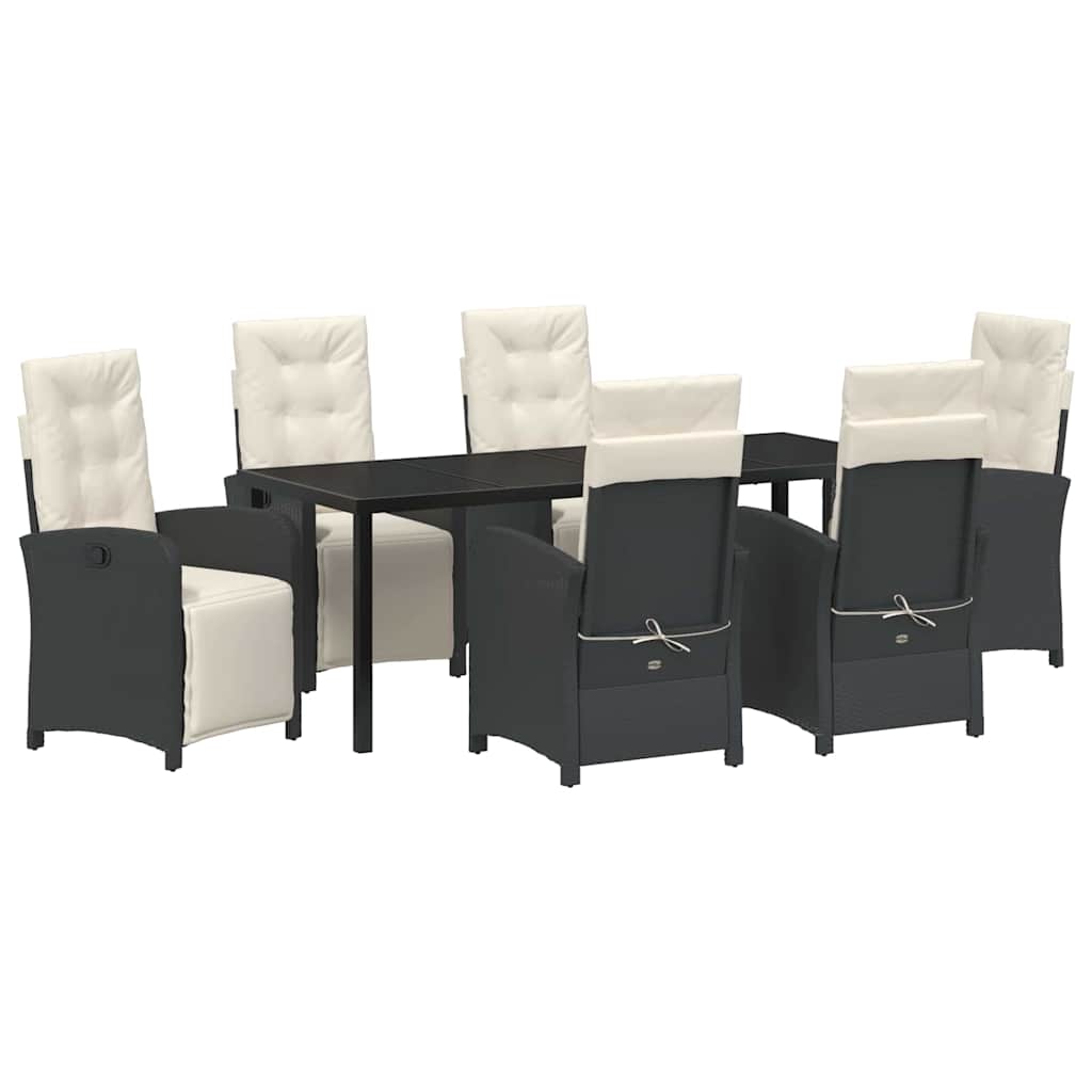 Have Spisebordssæt med pude 7 pcs Sort polyrattan
