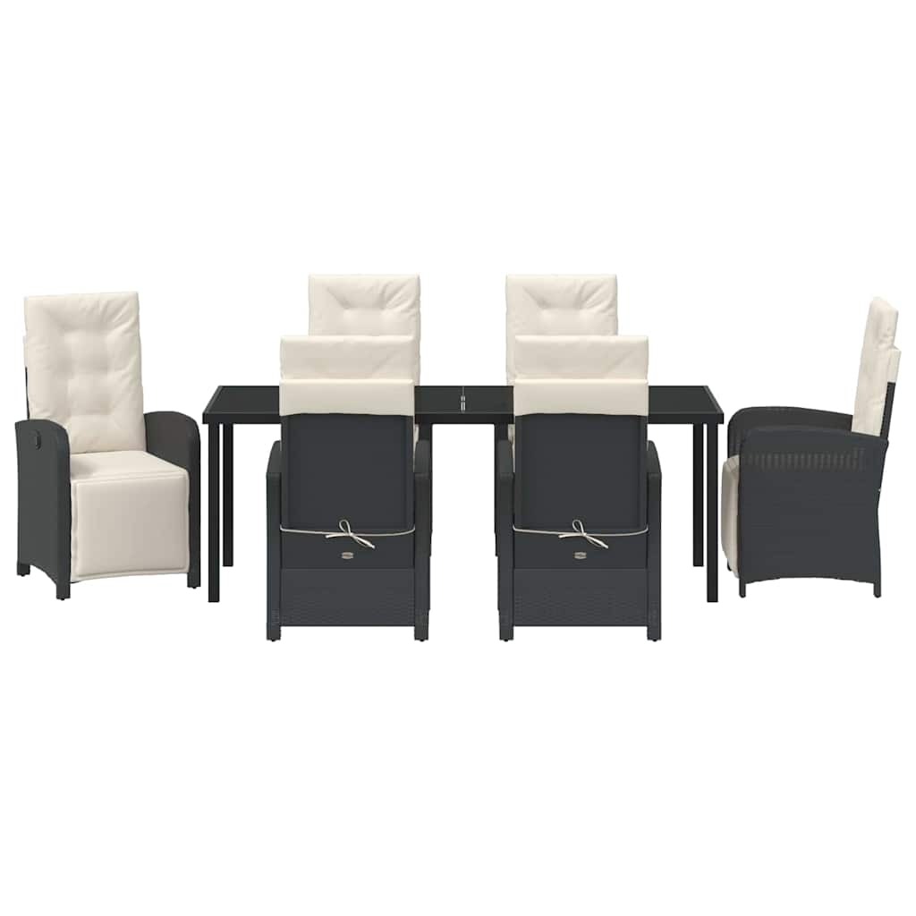 Have Spisebordssæt med pude 7 pcs Sort polyrattan
