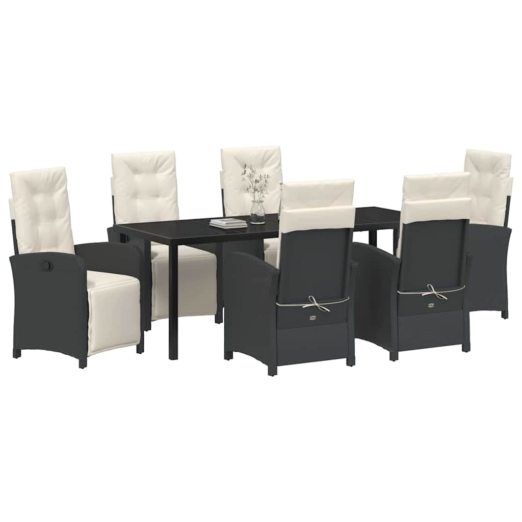 Have Spisebordssæt med pude 7 pcs Sort polyrattan