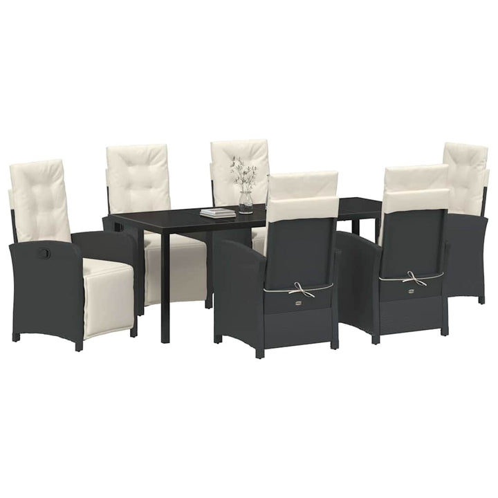 Have Spisebordssæt med pude 7 pcs Sort polyrattan