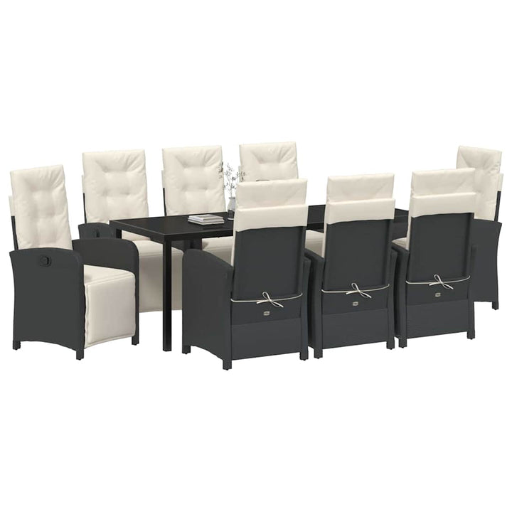 Have Spisebordssæt med pude 9 pcs Sort polyrattan