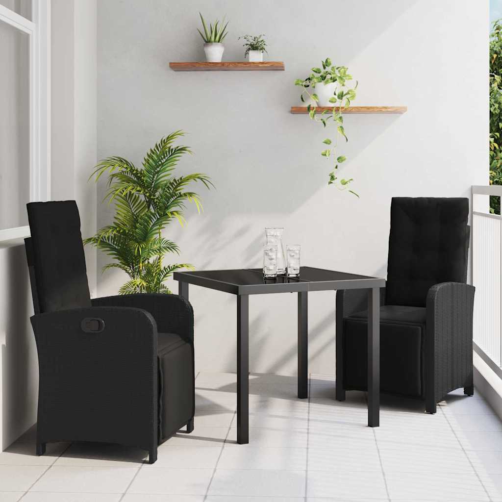 Have Spisebordssæt med pude 3 pcs Sort polyrattan