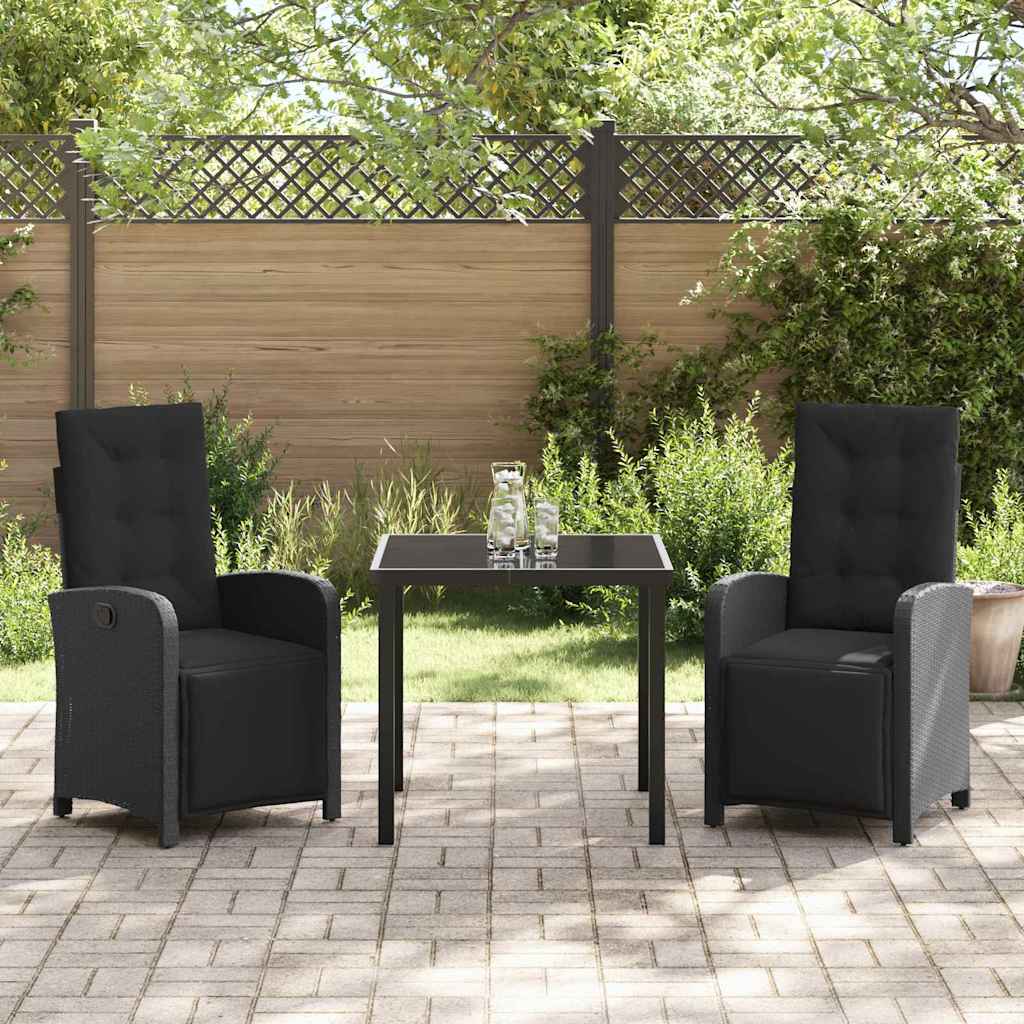 Have Spisebordssæt med pude 3 pcs Sort polyrattan