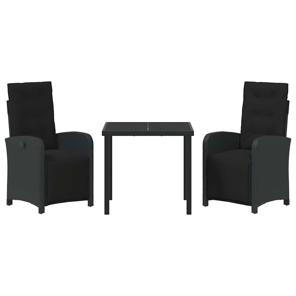 Have Spisebordssæt med pude 3 pcs Sort polyrattan