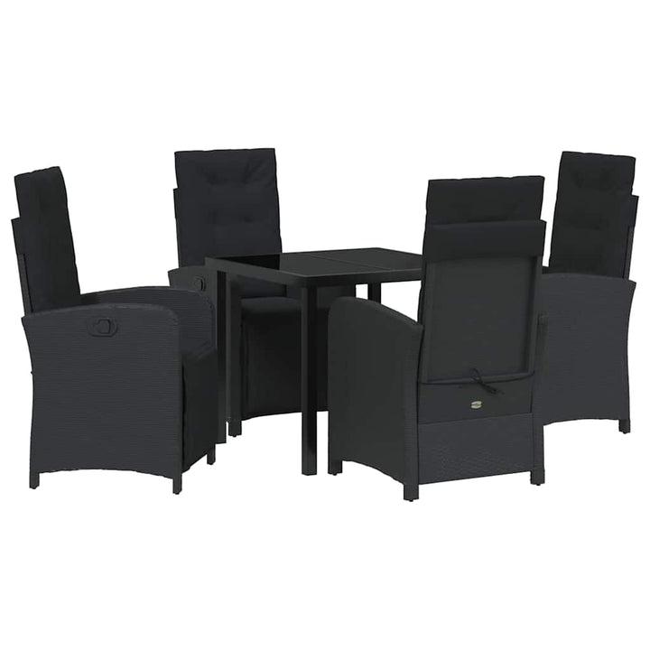 Have Spisebordssæt med pude 5 pcs Sort polyrattan