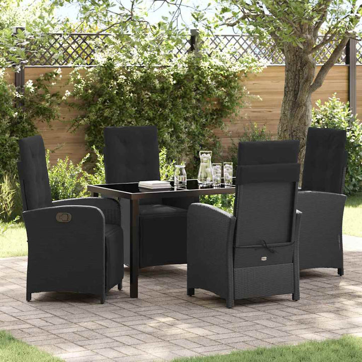 Have Spisebordssæt med pude 5 pcs Sort polyrattan