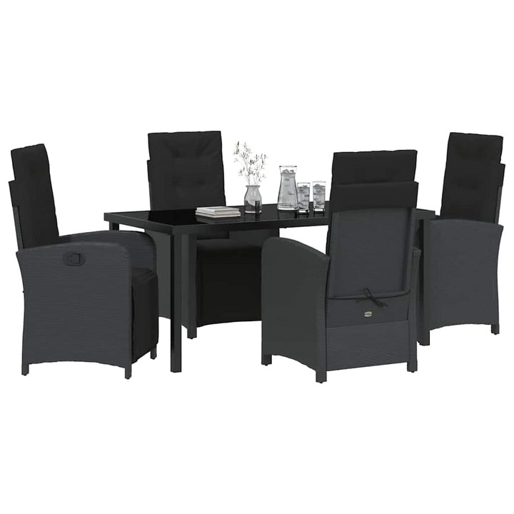 Have Spisebordssæt med pude 5 pcs Sort polyrattan
