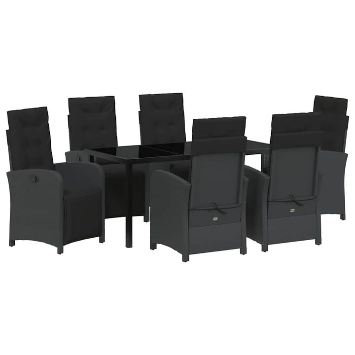 Have Spisebordssæt med pude 7 pcs Sort polyrattan
