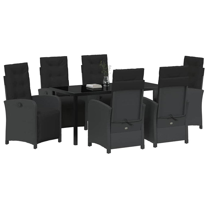 Have Spisebordssæt med pude 7 pcs Sort polyrattan