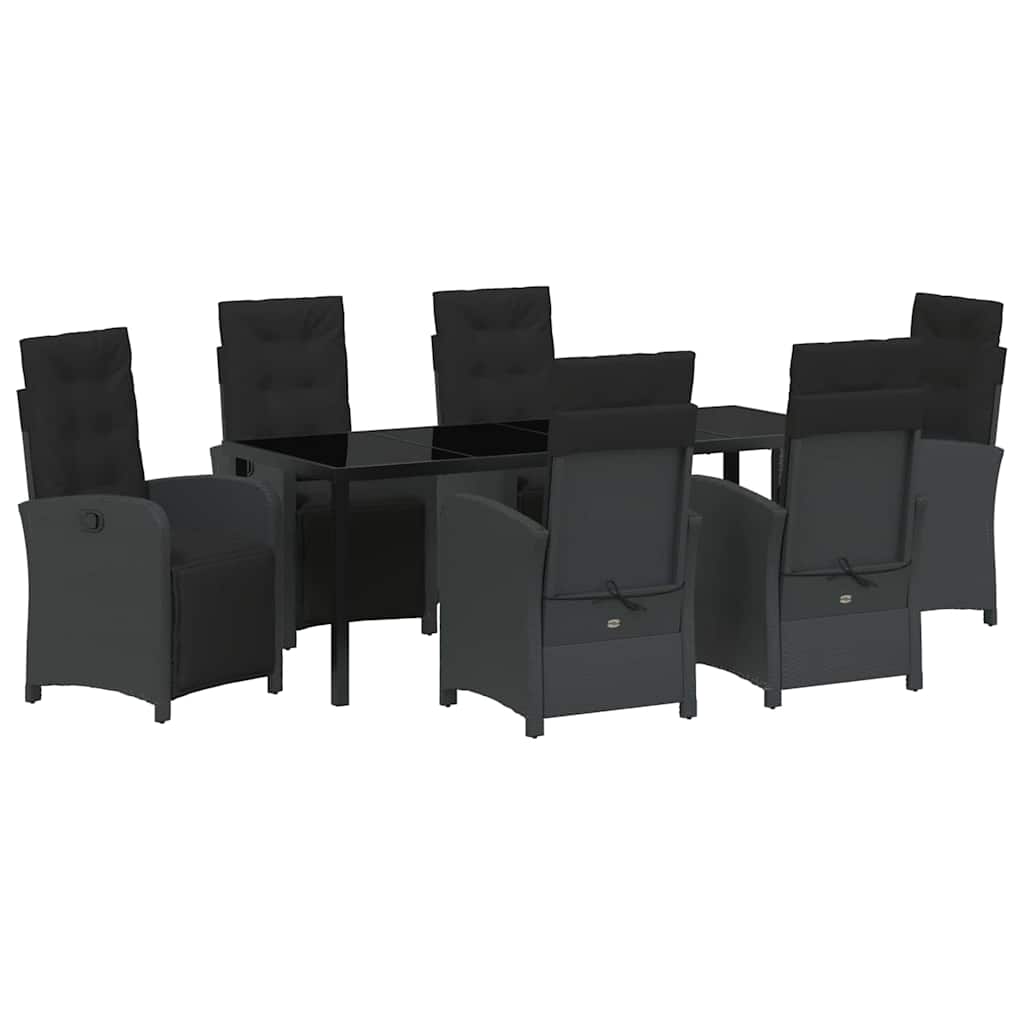 Have Spisebordssæt med pude 7 pcs Sort polyrattan