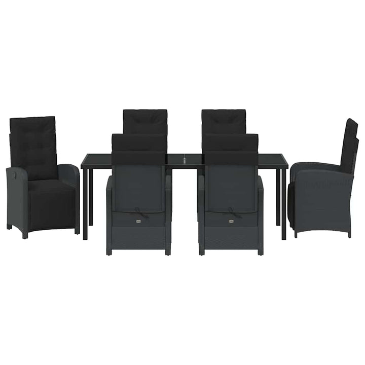 Have Spisebordssæt med pude 7 pcs Sort polyrattan