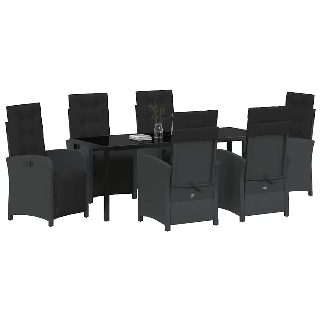 Have Spisebordssæt med pude 7 pcs Sort polyrattan