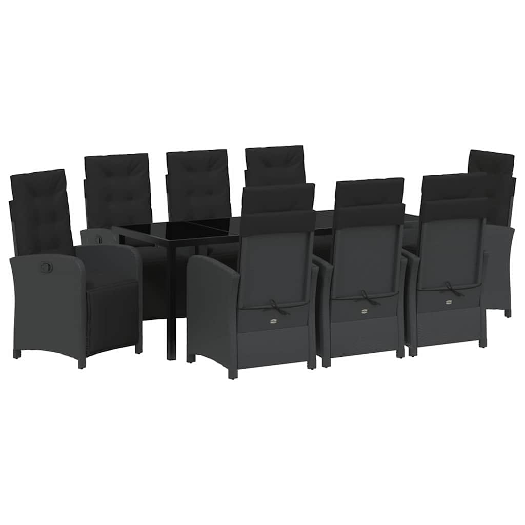 Have Spisebordssæt med pude 9 pcs Sort polyrattan