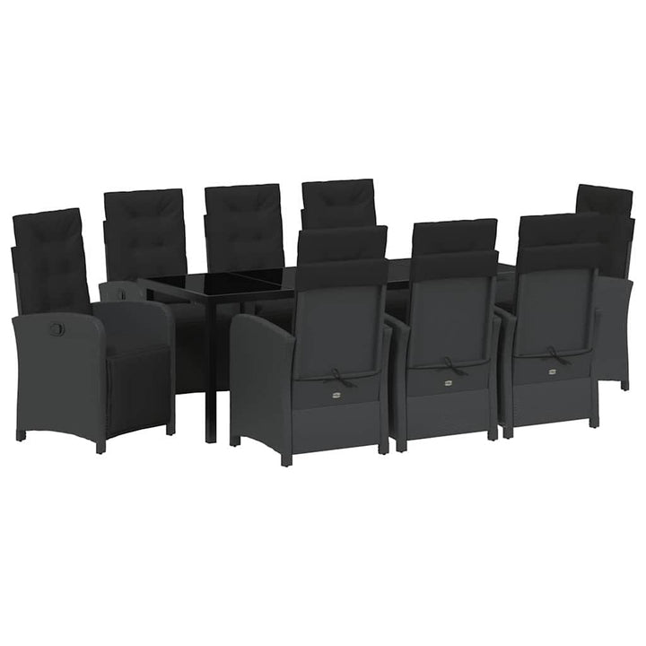 Have Spisebordssæt med pude 9 pcs Sort polyrattan