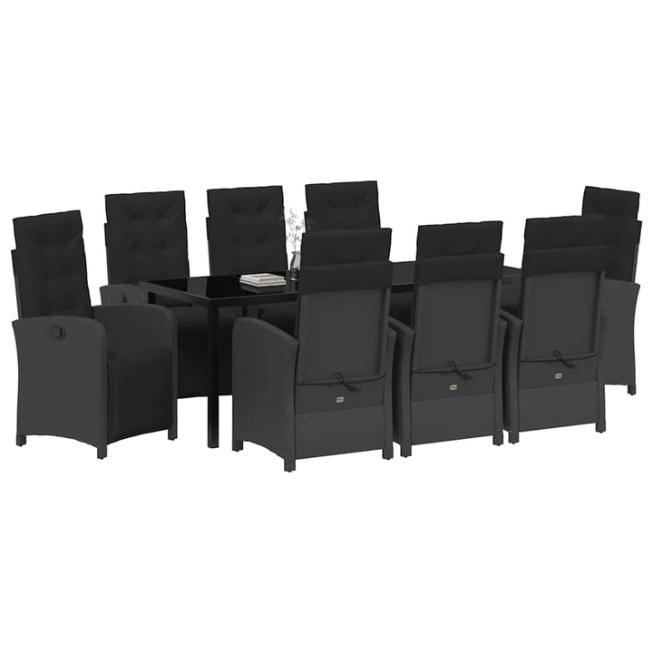 Have Spisebordssæt med pude 9 pcs Sort polyrattan