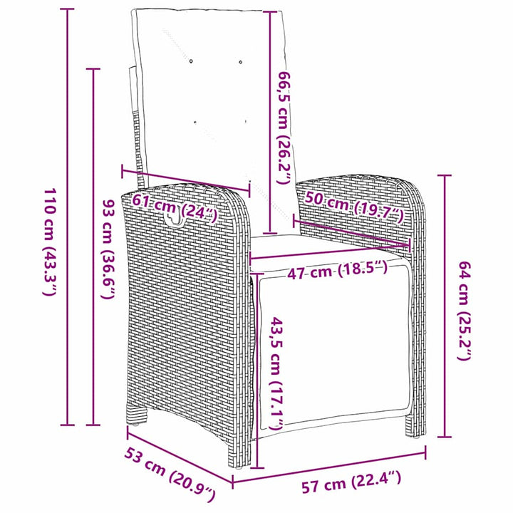 Have Spisebordssæt med pude 3 pcs Brun polyrattan