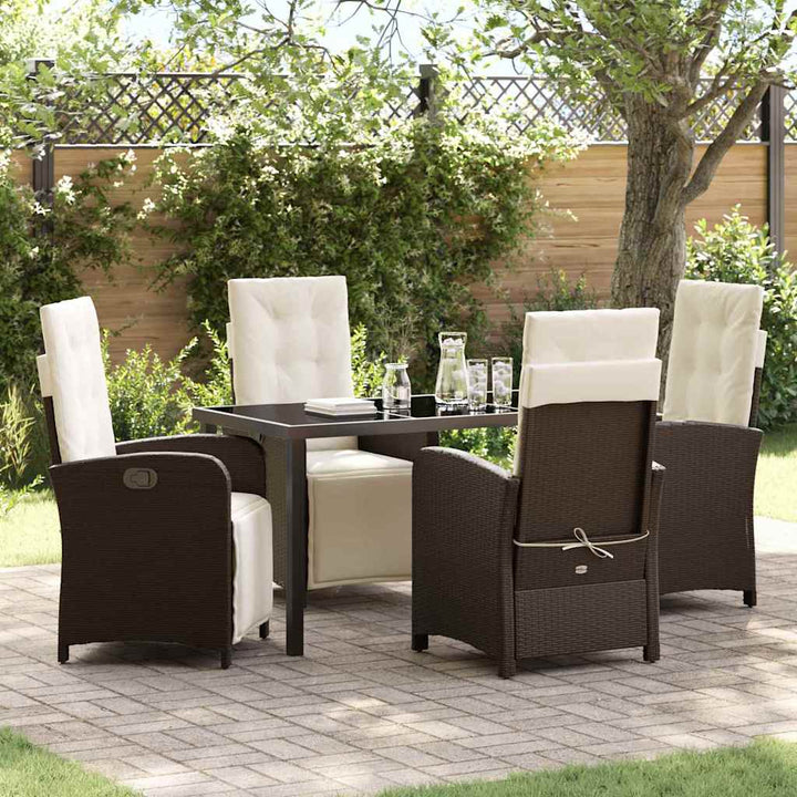 Have Spisebordssæt med pude 5 pcs Brun polyrattan