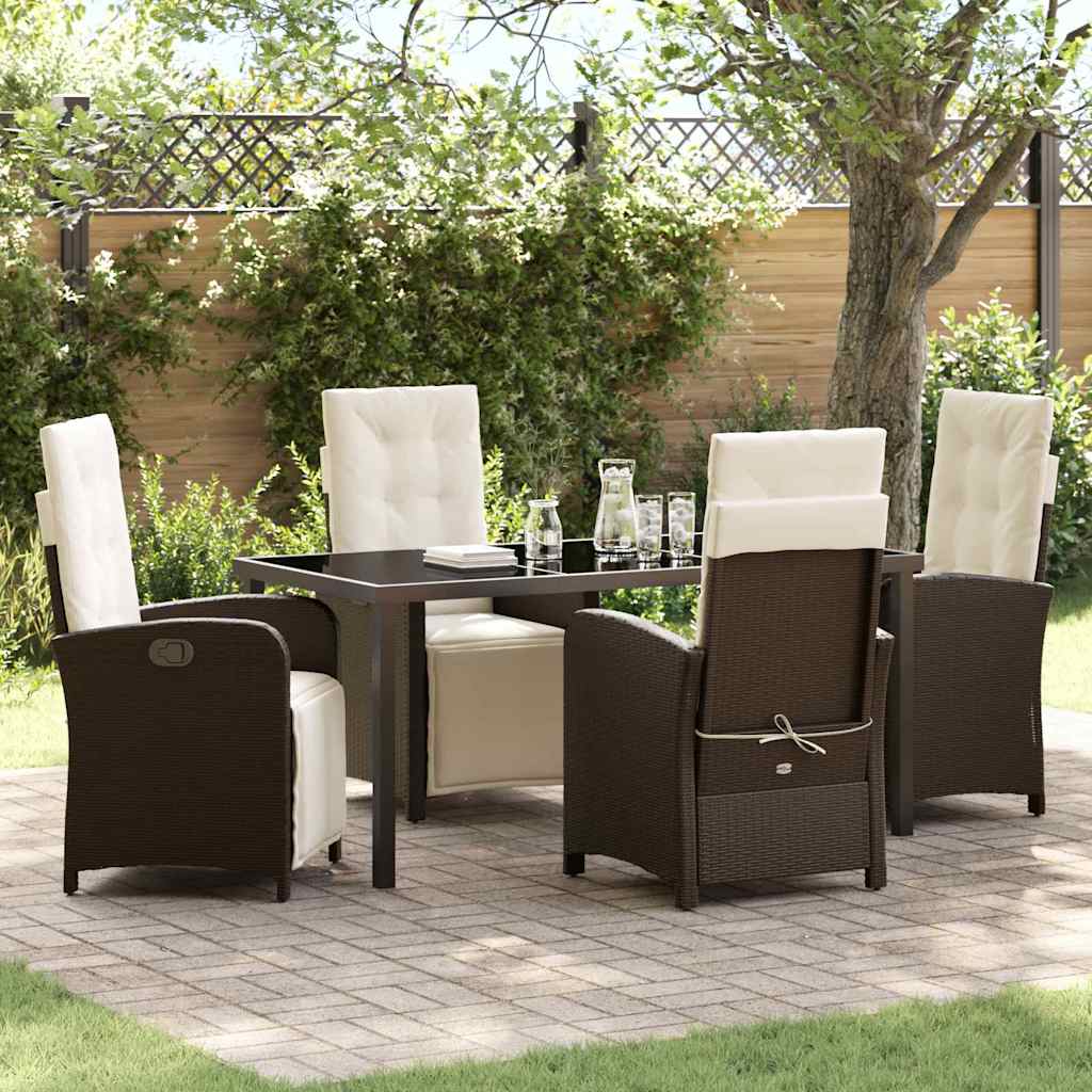Have Spisebordssæt med pude 5 pcs Brun polyrattan