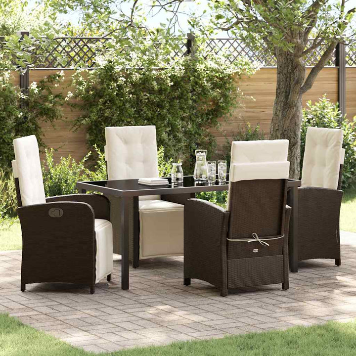 Have Spisebordssæt med pude 5 pcs Brun polyrattan