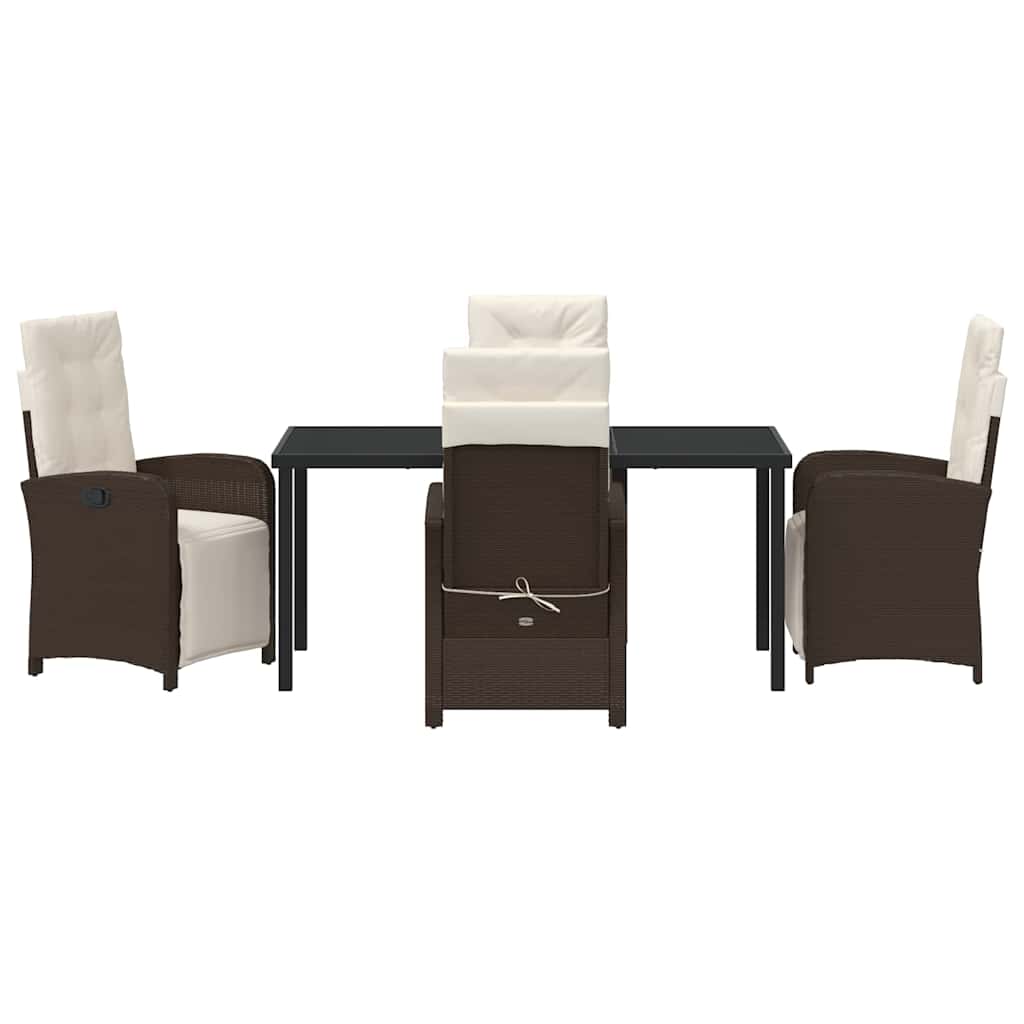 Have Spisebordssæt med pude 5 pcs Brun polyrattan