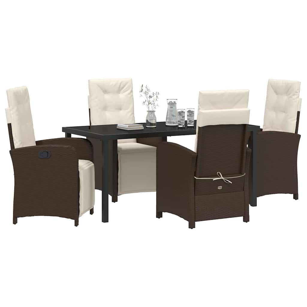 Have Spisebordssæt med pude 5 pcs Brun polyrattan