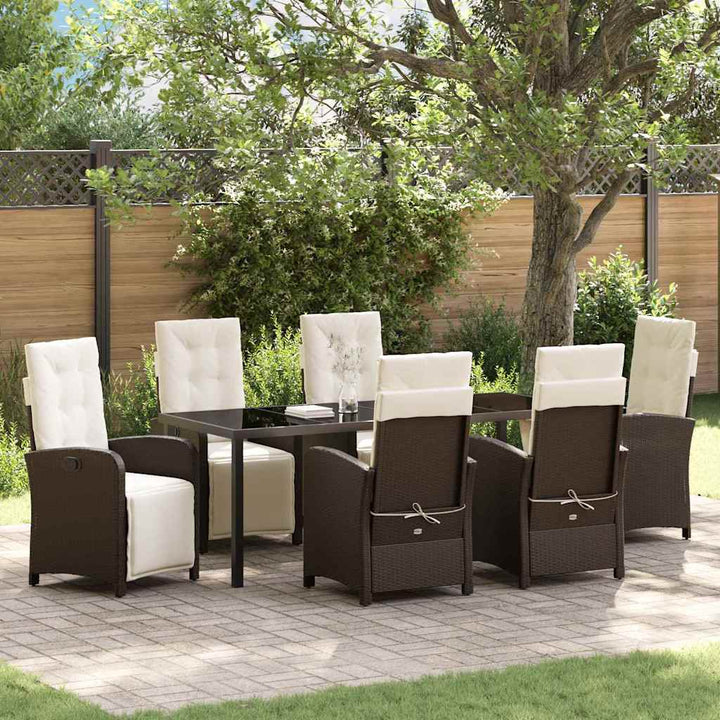 Have Spisebordssæt med pude 7 pcs Brun polyrattan