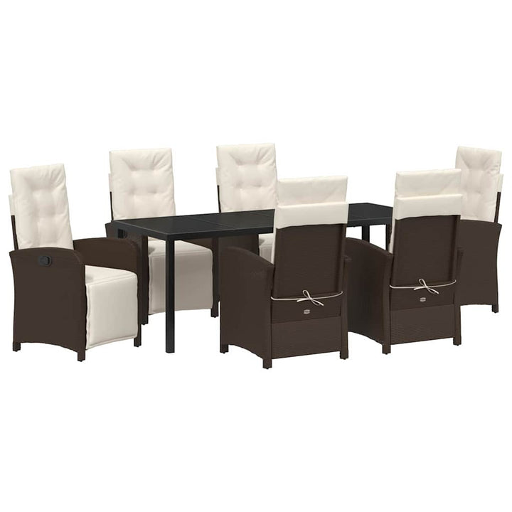 Have Spisebordssæt med pude 7 pcs Brun polyrattan