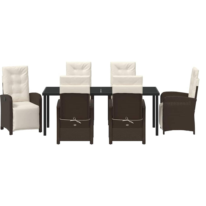 Have Spisebordssæt med pude 7 pcs Brun polyrattan
