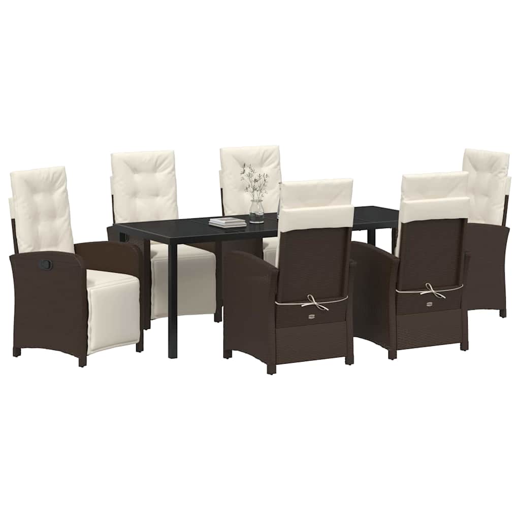 Have Spisebordssæt med pude 7 pcs Brun polyrattan