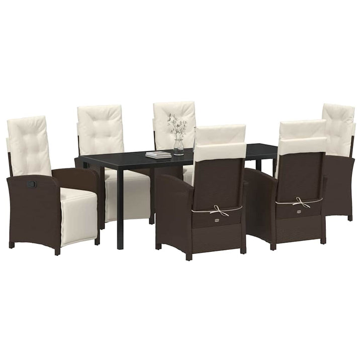 Have Spisebordssæt med pude 7 pcs Brun polyrattan