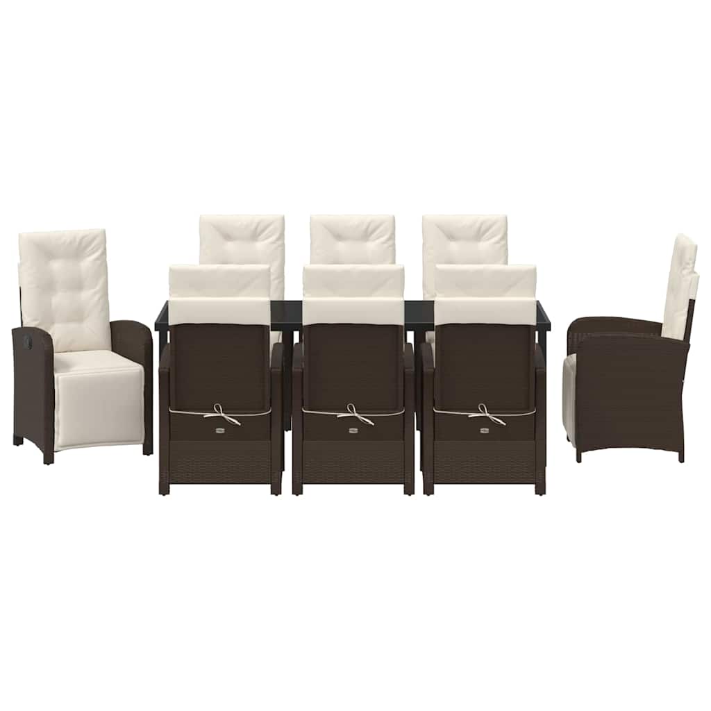 Have Spisebordssæt med pude 9 pcs Brun polyrattan