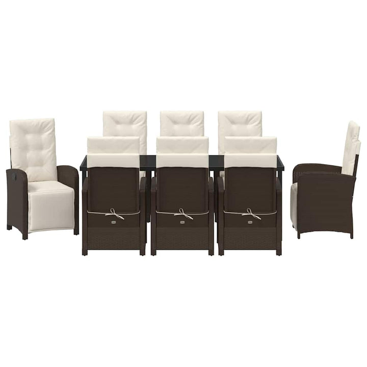 Have Spisebordssæt med pude 9 pcs Brun polyrattan