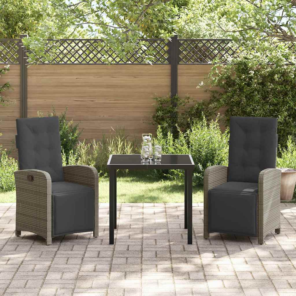 Have Spisebordssæt med pude 3 pcs Grå polyrattan