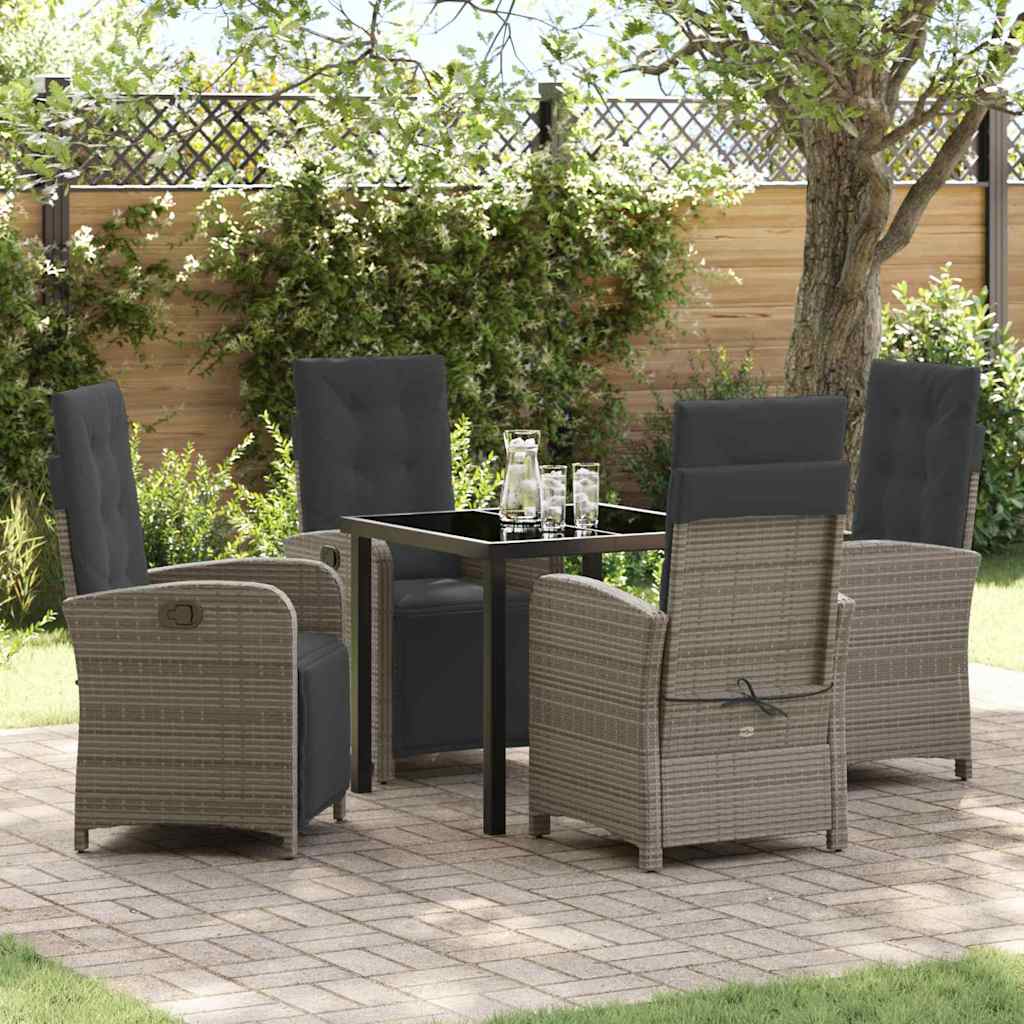 Have Spisebordssæt med pude 5 pcs Grå polyrattan