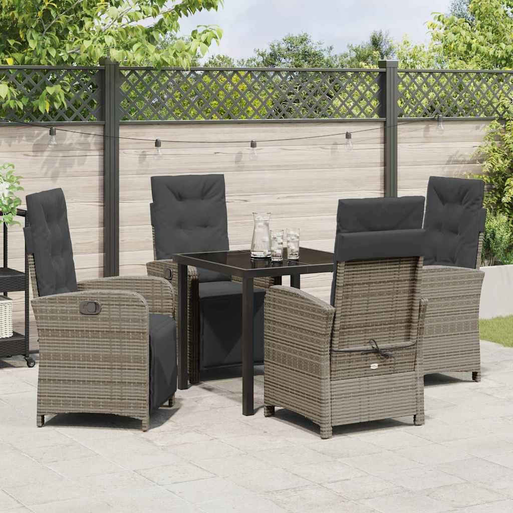 Have Spisebordssæt med pude 5 pcs Grå polyrattan