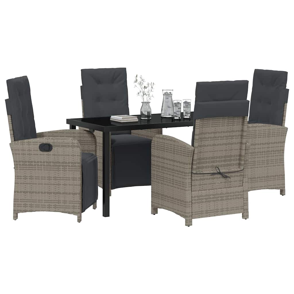 Have Spisebordssæt med pude 5 pcs Grå polyrattan