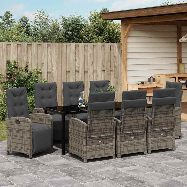 Have Spisebordssæt med pude 9 pcs Grå polyrattan