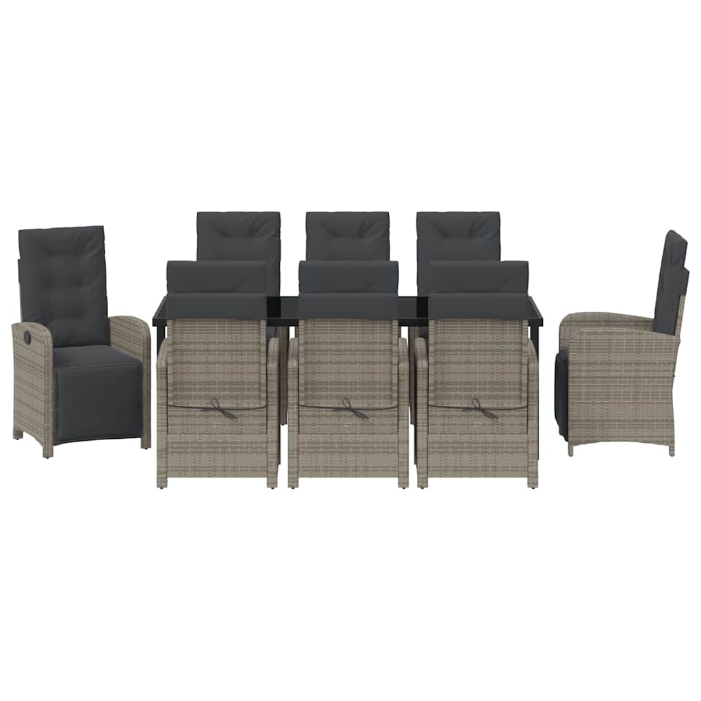 Have Spisebordssæt med pude 9 pcs Grå polyrattan