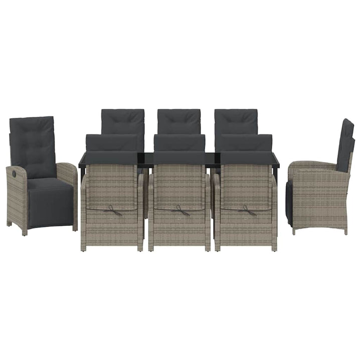 Have Spisebordssæt med pude 9 pcs Grå polyrattan