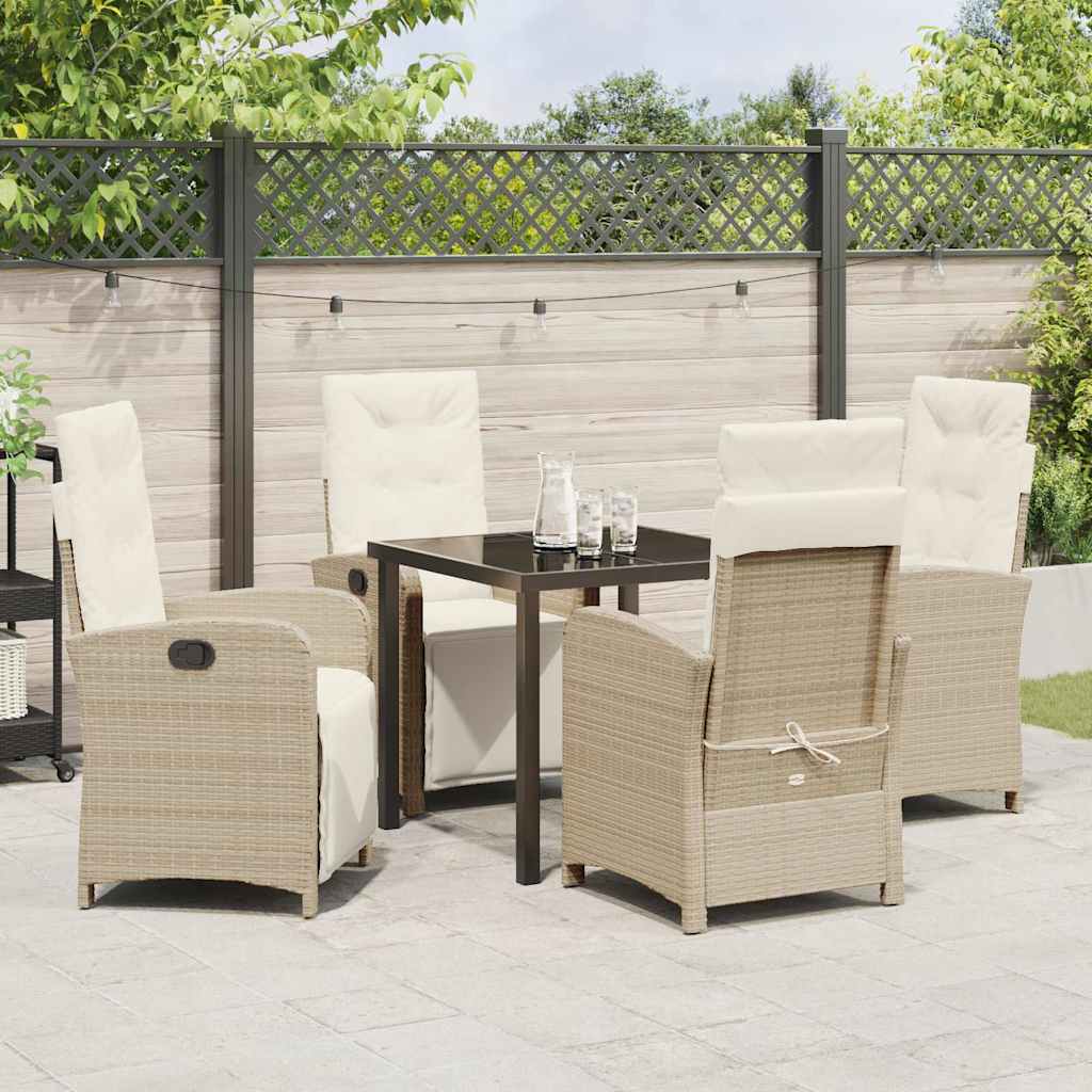 Have Spisebordssæt med pude 5 pcs Beige polyrattan